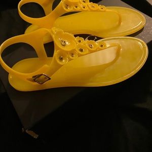 Yellow Jelly Coach Sandals